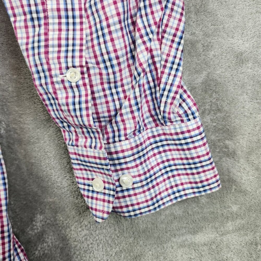 Mens Nordstrom Tech-Smart Red Blue White Check Classic Fit Long sleeve Shirt 19 - Picture 2 of 8